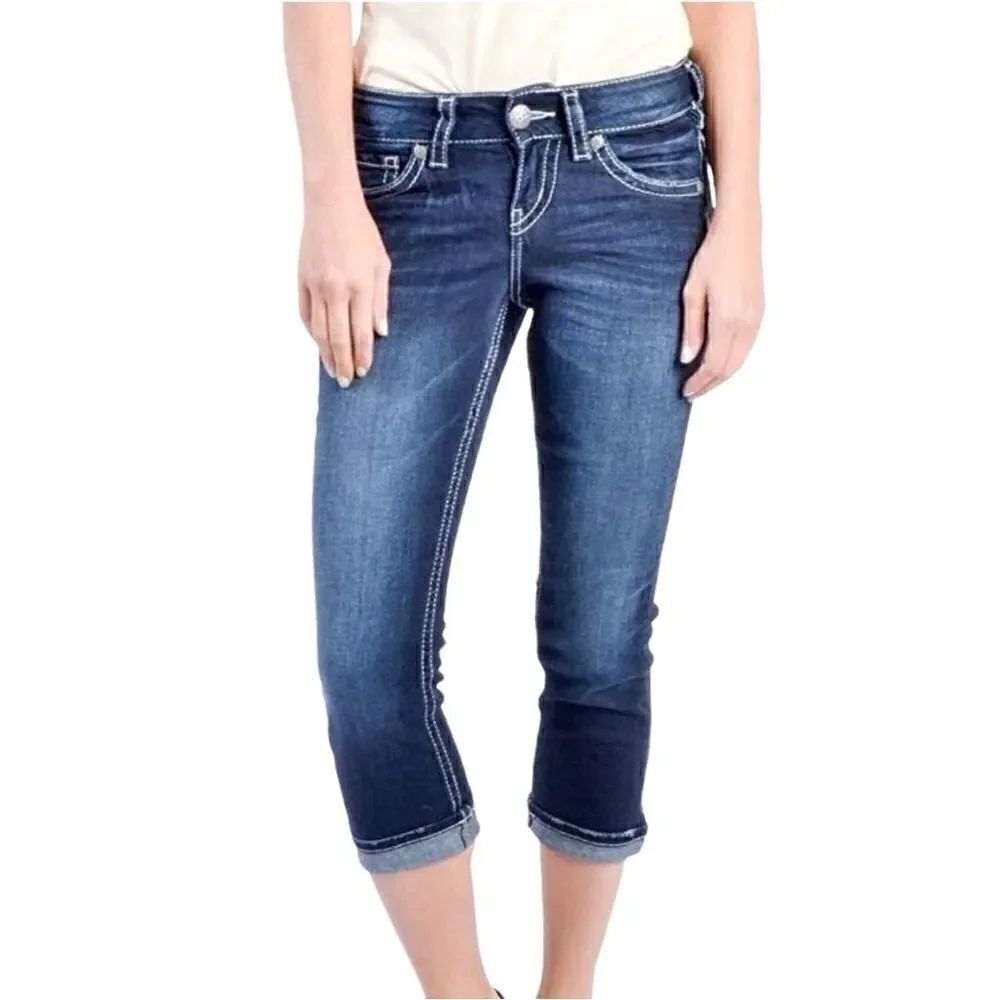 Silver medium wash Suki mid capri jeans size 27